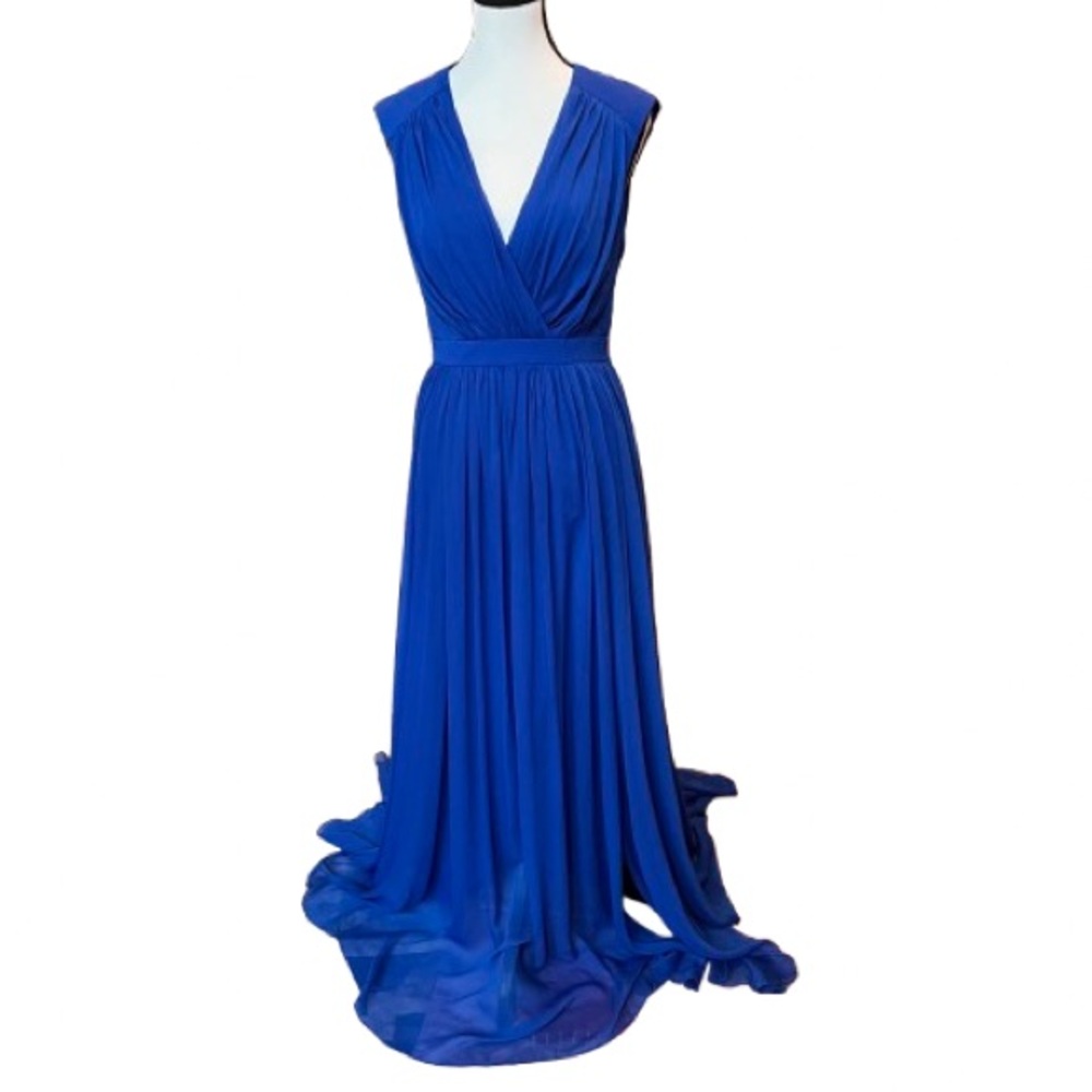 Badgley Mischka Women’s Sea Waves Evening Gown Size 2 Royal Blue Wedding Guest